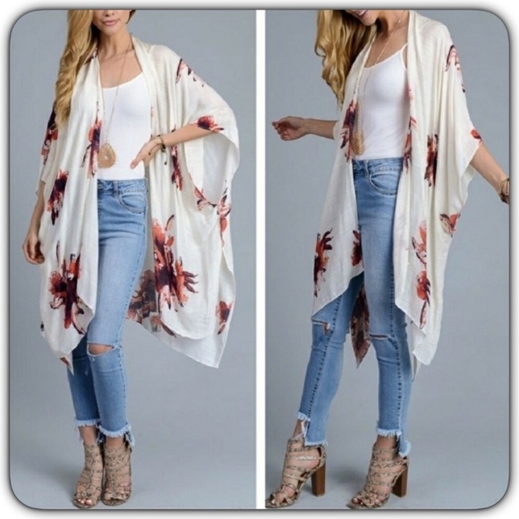 Bohemian Ivory Lightweight Kimono Wrap Coverup O/S - Picture 4 of 8